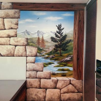 Küche mit Bergwelt nah