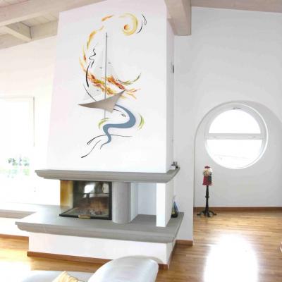 Wohnzimmer abstraktes Segelschiff mit Glas